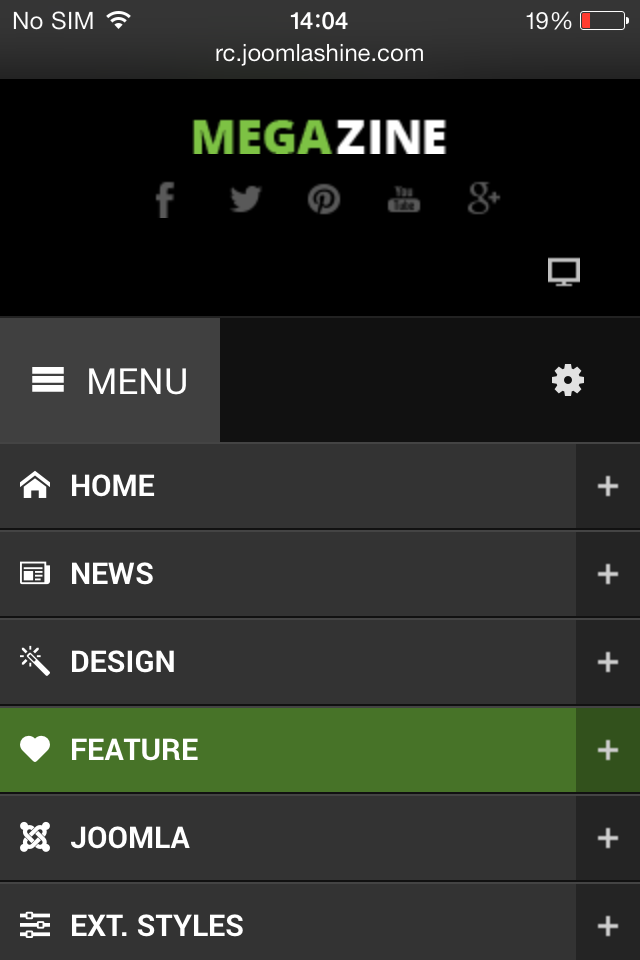 Special designed mobile menu system
